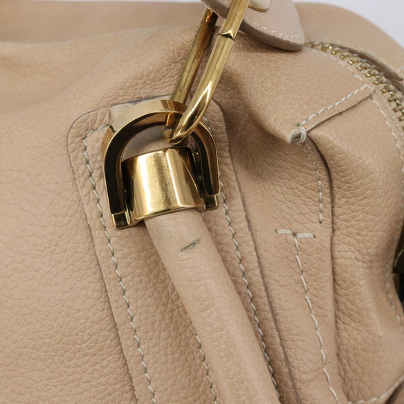Chloe Paraty Hand Bag Leather 2way Beige Gold Auth 214898A