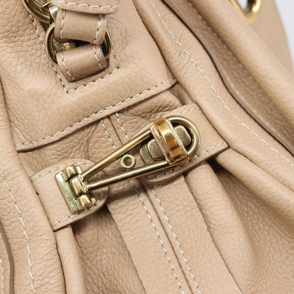 Chloe Paraty Hand Bag Leather 2way Beige Gold Auth 214898A