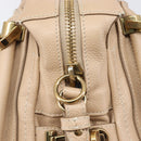 Chloe Paraty Hand Bag Leather 2way Beige Gold Auth 214898A-21