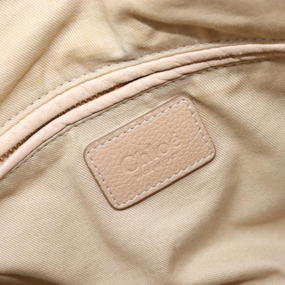 Chloe Paraty Hand Bag Leather 2way Beige Gold Auth 214898A
