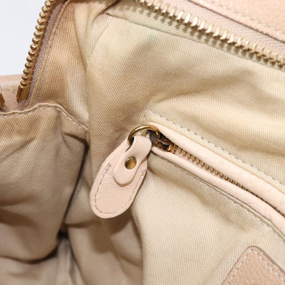 Chloe Paraty Hand Bag Leather 2way Beige Gold Auth 214898A