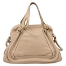 Chloe Paraty Hand Bag Leather 2way Beige Gold Auth 214898A-3