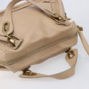 Chloe Paraty Hand Bag Leather 2way Beige Gold Auth 214898A-6