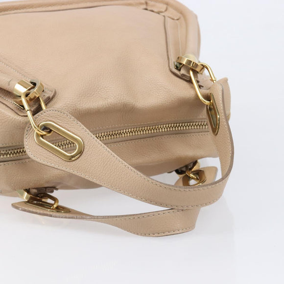 Chloe Paraty Hand Bag Leather 2way Beige Gold Auth 214898A