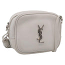 Saint Laurent Blogger Shoulder Bag Leather Ivory Silver Auth 214899V-1