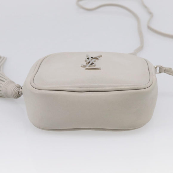 Saint Laurent Blogger Shoulder Bag Leather Ivory Silver Auth 214899V