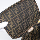 FENDI Zucca Canvas Vanity Hand Bag Black Brown Auth 214908-17
