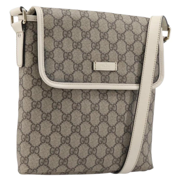 GUCCI GG Supreme Shoulder Bag PVC Beige Gold 223666 Auth 214909A