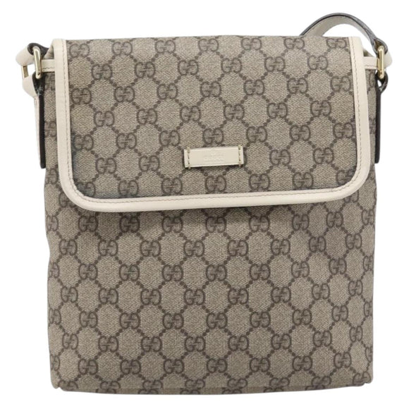 GUCCI GG Supreme Shoulder Bag PVC Beige Gold 223666 Auth 214909A