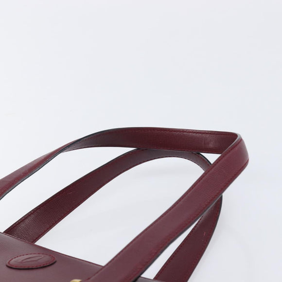 Cartier Must Line Tote Bag Leather Bordeaux Gold Auth 214910A