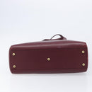 Cartier Must Line Tote Bag Leather Bordeaux Gold Auth 214910A-12