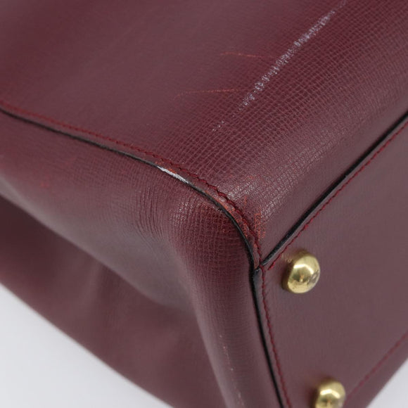 Cartier Must Line Tote Bag Leather Bordeaux Gold Auth 214910A