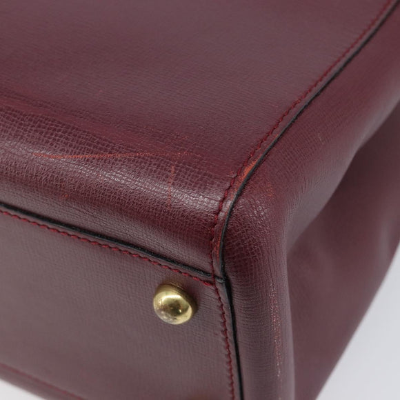 Cartier Must Line Tote Bag Leather Bordeaux Gold Auth 214910A