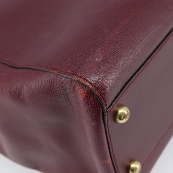 Cartier Must Line Tote Bag Leather Bordeaux Gold Auth 214910A