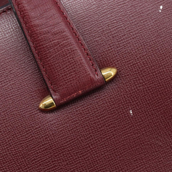 Cartier Must Line Tote Bag Leather Bordeaux Gold Auth 214910A