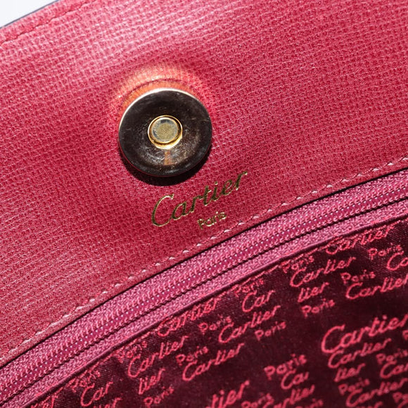 Cartier Must Line Tote Bag Leather Bordeaux Gold Auth 214910A