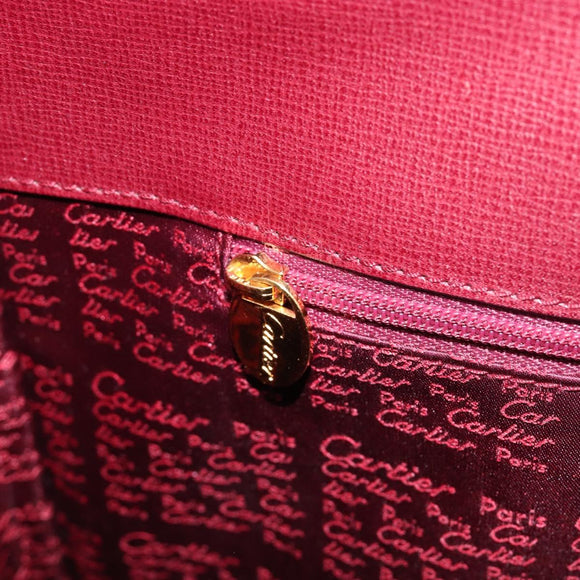 Cartier Must Line Tote Bag Leather Bordeaux Gold Auth 214910A