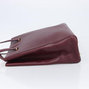 Cartier Must Line Tote Bag Leather Bordeaux Gold Auth 214910A-7