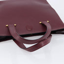 Cartier Must Line Tote Bag Leather Bordeaux Gold Auth 214910A-9