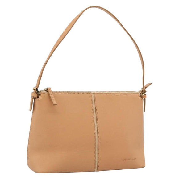 BURBERRY Shoulder Bag Leather Beige Gold Auth 214911A