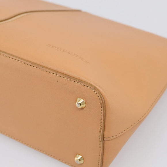 BURBERRY Shoulder Bag Leather Beige Gold Auth 214911A