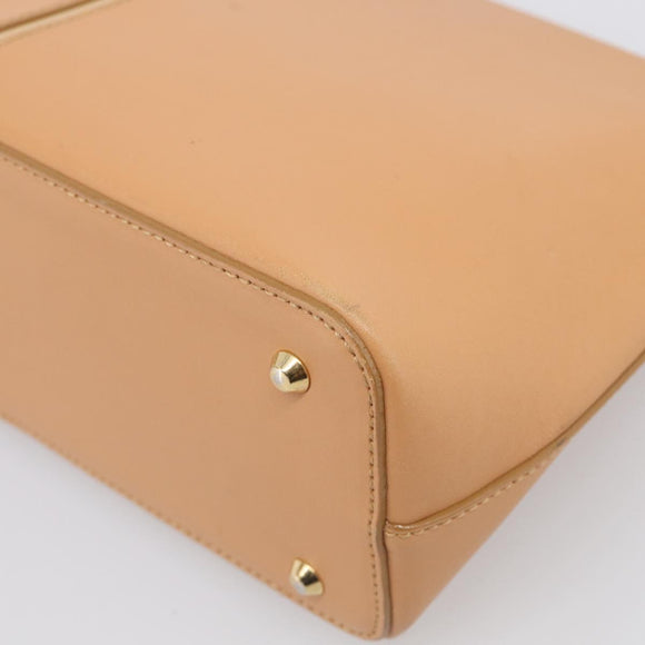 BURBERRY Shoulder Bag Leather Beige Gold Auth 214911A