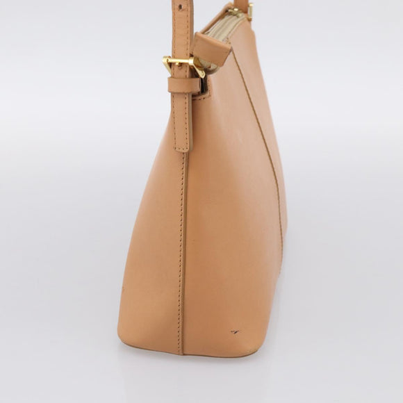 BURBERRY Shoulder Bag Leather Beige Gold Auth 214911A