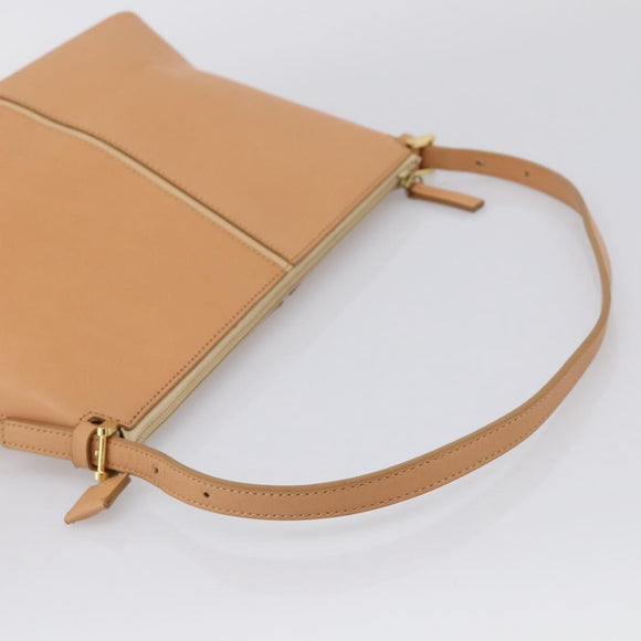 BURBERRY Shoulder Bag Leather Beige Gold Auth 214911A