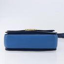 Miu Miu Madras Hand Bag Leather 2way Blue Gold Auth 214912A-11