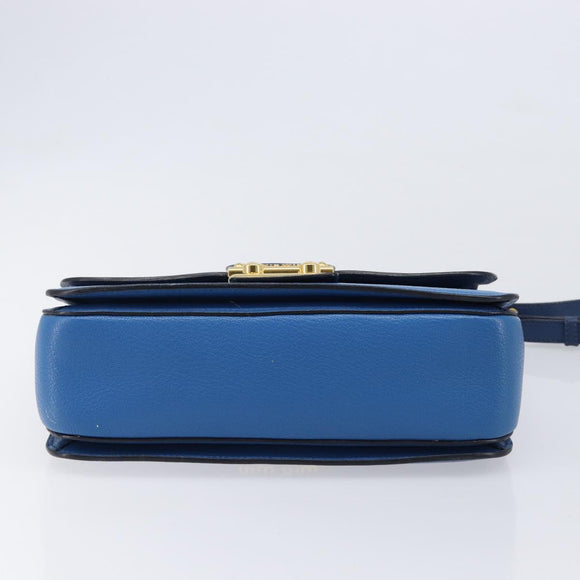 Miu Miu Madras Hand Bag Leather 2way Blue Gold Auth 214912A