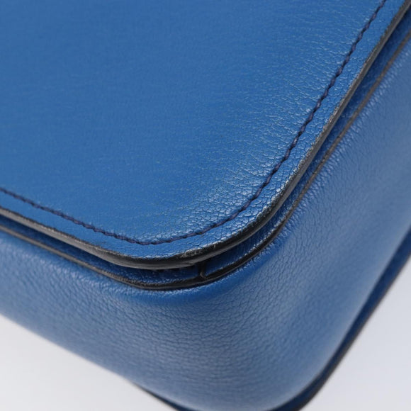 Miu Miu Madras Hand Bag Leather 2way Blue Gold Auth 214912A