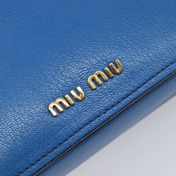 Miu Miu Madras Hand Bag Leather 2way Blue Gold Auth 214912A