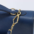 Miu Miu Madras Hand Bag Leather 2way Blue Gold Auth 214912A-17