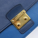 Miu Miu Madras Hand Bag Leather 2way Blue Gold Auth 214912A-18