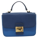 Miu Miu Madras Hand Bag Leather 2way Blue Gold Auth 214912A-2
