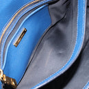Miu Miu Madras Hand Bag Leather 2way Blue Gold Auth 214912A-24
