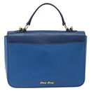 Miu Miu Madras Hand Bag Leather 2way Blue Gold Auth 214912A-3