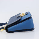 Miu Miu Madras Hand Bag Leather 2way Blue Gold Auth 214912A-5