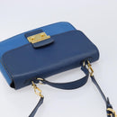 Miu Miu Madras Hand Bag Leather 2way Blue Gold Auth 214912A-6