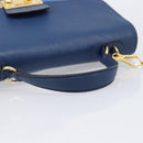 Miu Miu Madras Hand Bag Leather 2way Blue Gold Auth 214912A-7