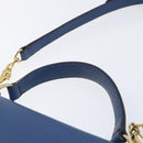 Miu Miu Madras Hand Bag Leather 2way Blue Gold Auth 214912A-8