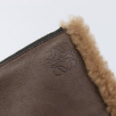 LOEWE Clutch Bag Leather Mouton Brown Silver Auth 214913A-12