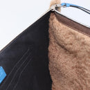 LOEWE Clutch Bag Leather Mouton Brown Silver Auth 214913A-16