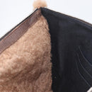 LOEWE Clutch Bag Leather Mouton Brown Silver Auth 214913A-17