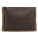 LOEWE Clutch Bag Leather Mouton Brown Silver Auth 214913A-2
