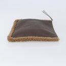 LOEWE Clutch Bag Leather Mouton Brown Silver Auth 214913A-4