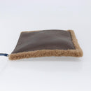 LOEWE Clutch Bag Leather Mouton Brown Silver Auth 214913A-5