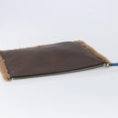 LOEWE Clutch Bag Leather Mouton Brown Silver Auth 214913A-6