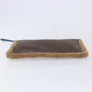 LOEWE Clutch Bag Leather Mouton Brown Silver Auth 214913A-7