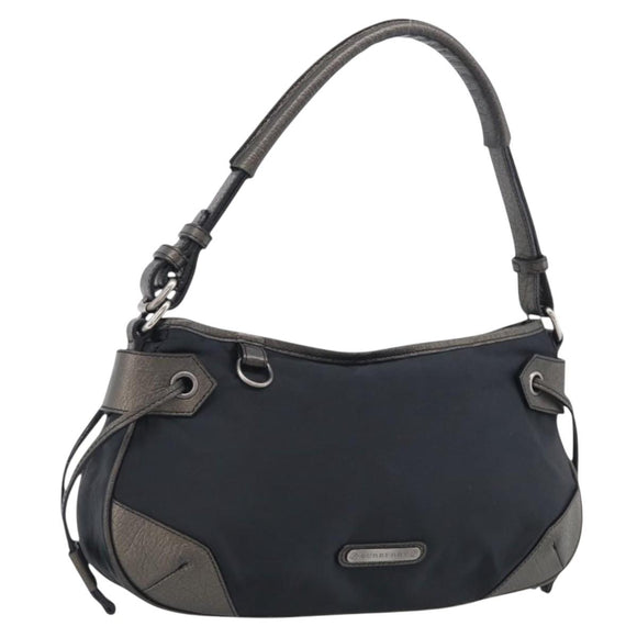BURBERRY Shoulder Bag Nylon Black Silver Auth 214915A